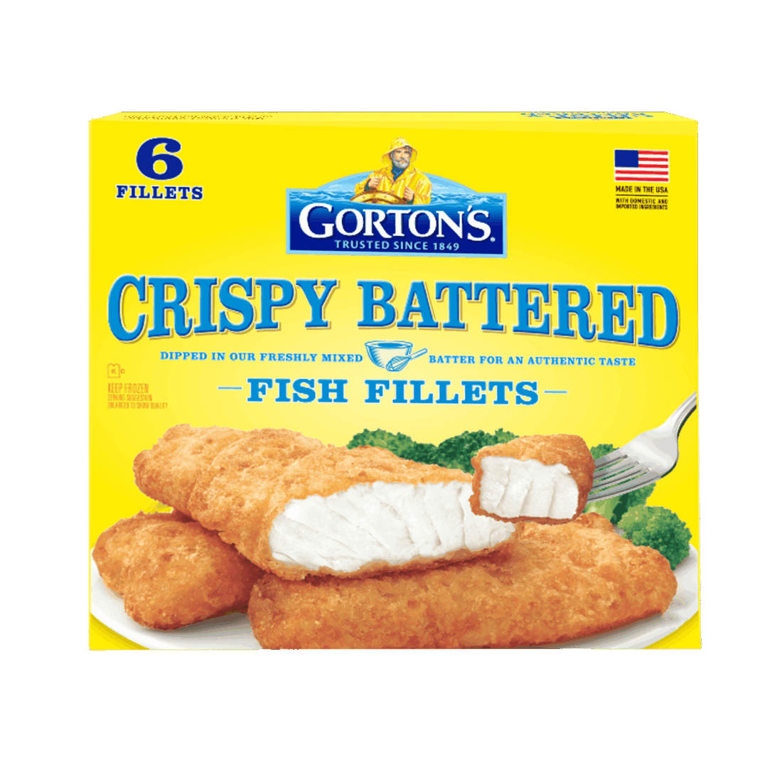 Box of Gorton's Crispy Battered Fish Fillets. Count of 6
