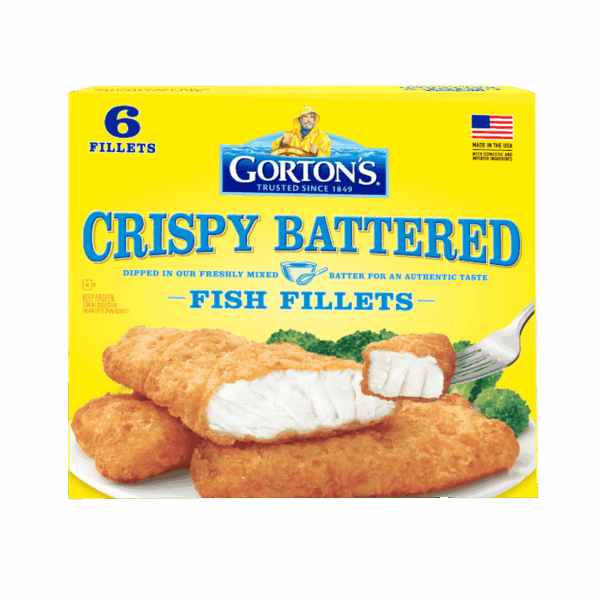 Box of Gorton's Crispy Battered Fish Fillets. Count of 6