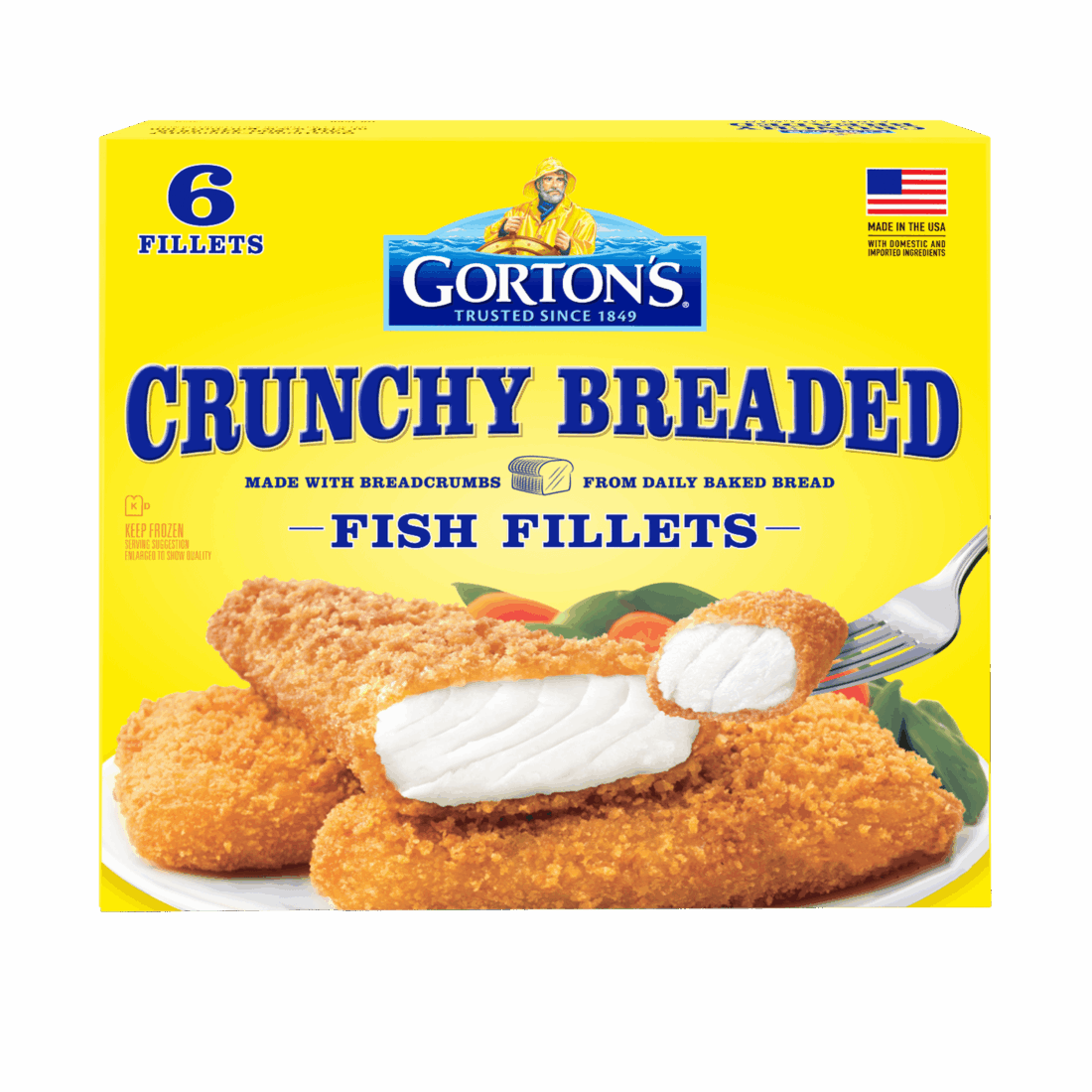 Box of crunchy breaded fish fillets (6 count)