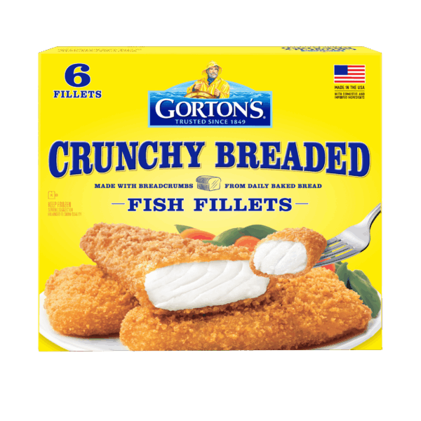 Box of crunchy breaded fish fillets (6 count)