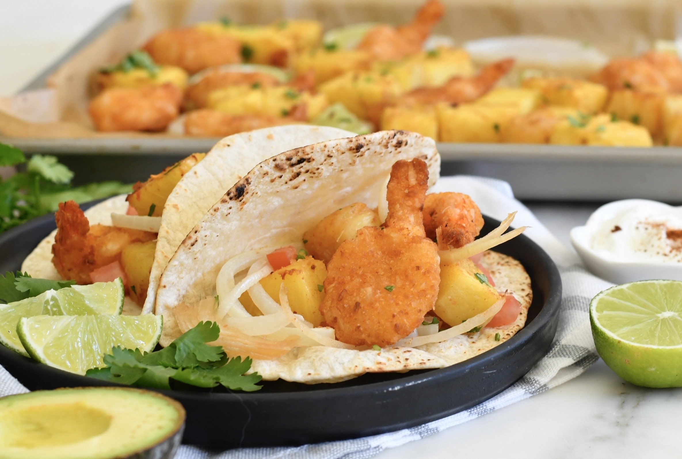 Fajita-Inspired Sheet Pan Coconut Shrimp with Pineapple and Sweet Onions - Gorton's Seafood